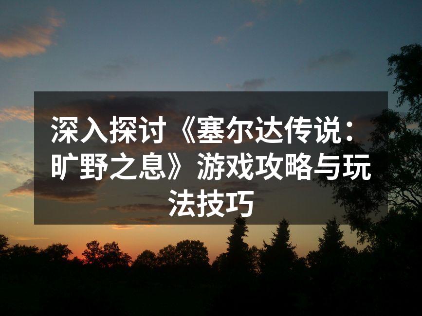 深入探讨《塞尔达传说：旷野之息》游戏攻略